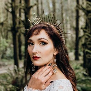 Handmade Gold and Crystal Crown for Wedding or Photoshoot, Maternity Photos